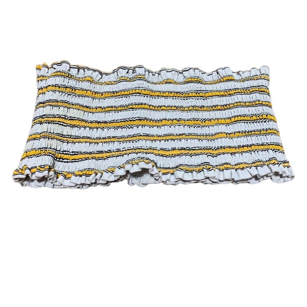Zaful white and yellow striped tube top bandeau
